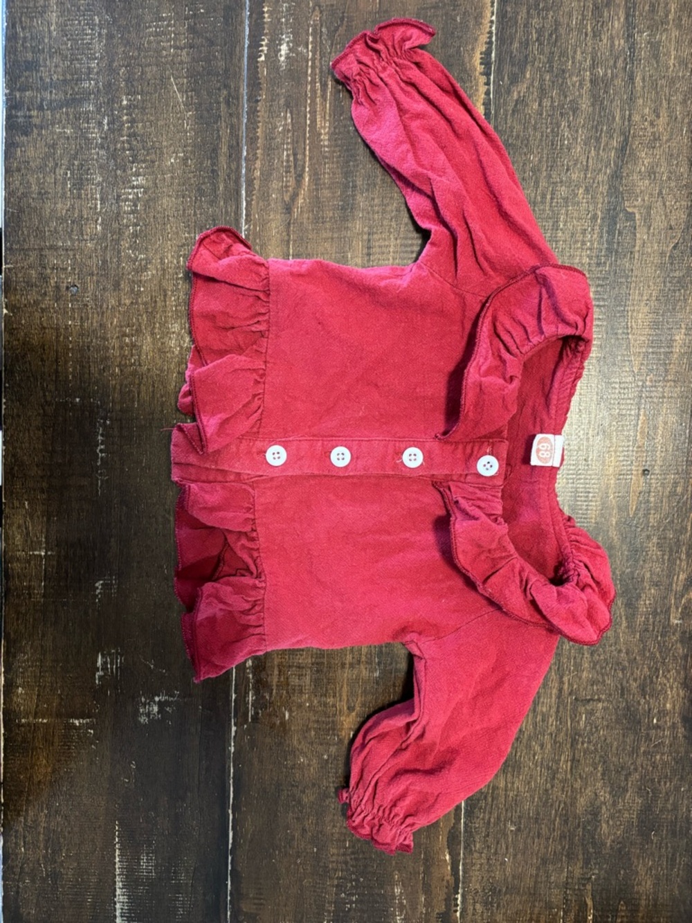 SHEIN Red Ruffle Button-Front Girls Top